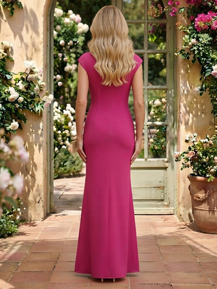 Jersey Mermaid Scoop Neck Long Mother of the Bride Dresses with 3D Flowers