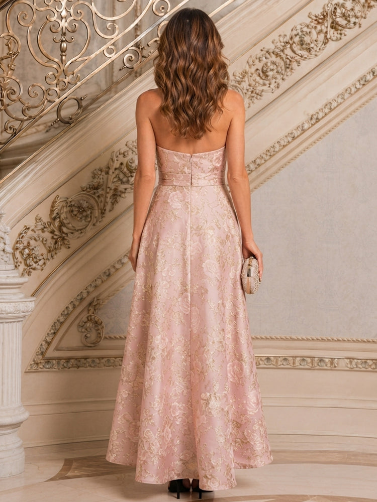 Jacquard A-Line Halter Long Mother of the Bride Dresses with Bow