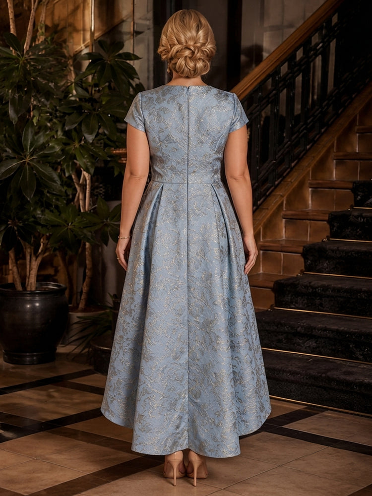 Jacquard A-Line V Neck Long Plus Size Mother of the Bride Dresses with 3D Flowers