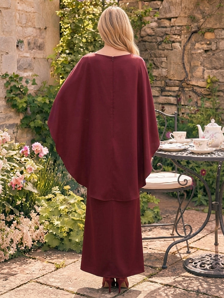 Satin Mermaid Boat Neck Long Mother of the Bride Dresses with Pleats
