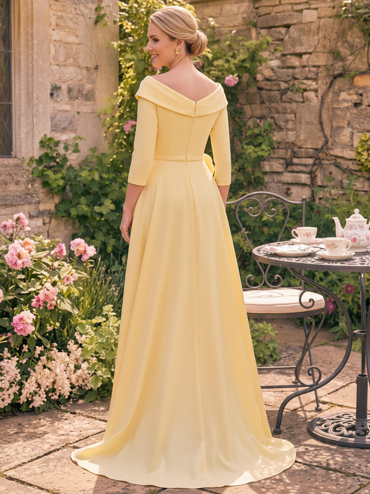 Satin Mermaid Off the Shoulder Long Mother of the Bride Dresses with Embroidery