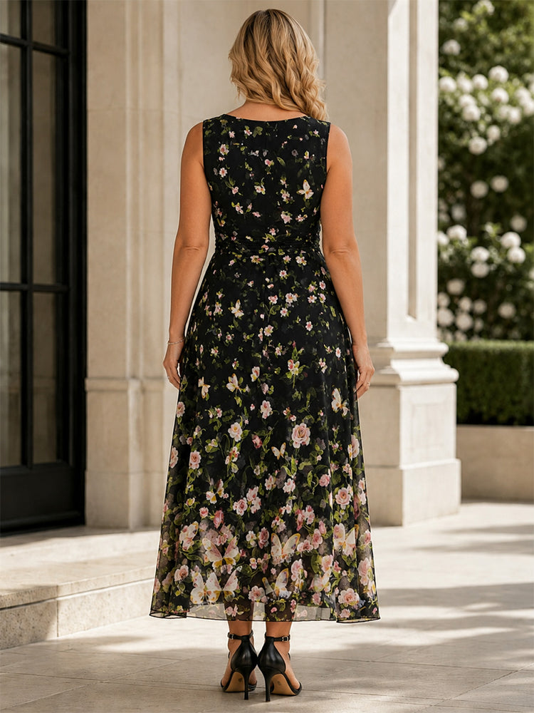 Tulle A-Line V Neck Long Mother of the Bride Dresses with Embroidery