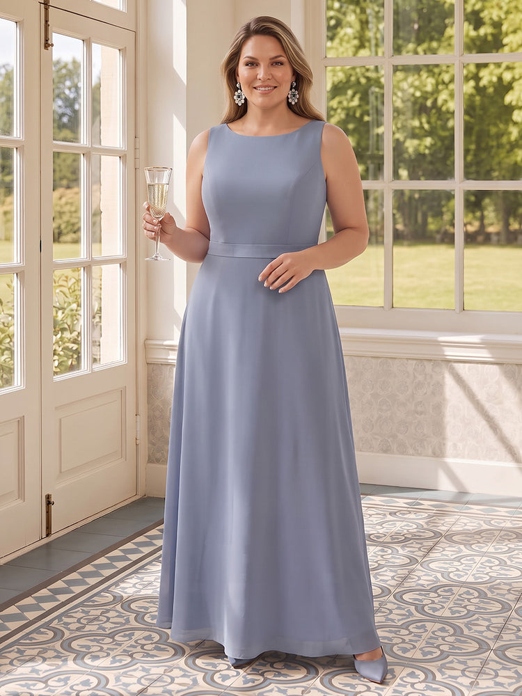 Chiffon A-Line Round Neck Plus Size Mother of the Bride Dresses with Jacket
