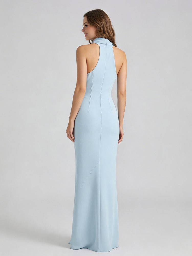 Mermaid High Neck Sleeveless Long Simple Bridesmaid Dresses