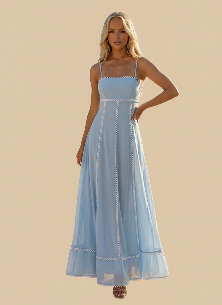 Chiffon A-Line Spaghetti Straps Long Bridesmaid Dresses with Pleates
