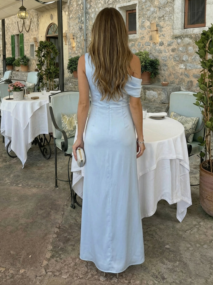 Satin Mermaid One Shoulder Ruched Floor Length Bridesmaid Dresses