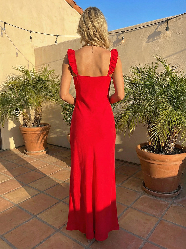Satin Mermaid Square Neck Simple Bridesmaid Dresses