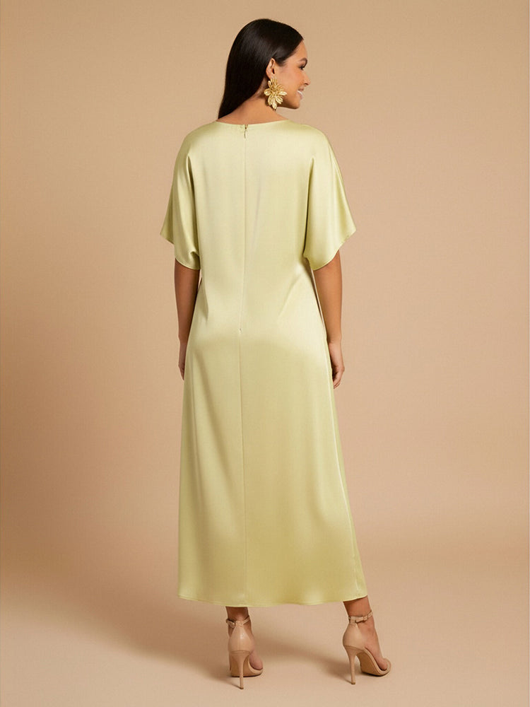 Satin Mermaid Scoop Neck Sleeveless Ankle Length Bridesmaid Dresses
