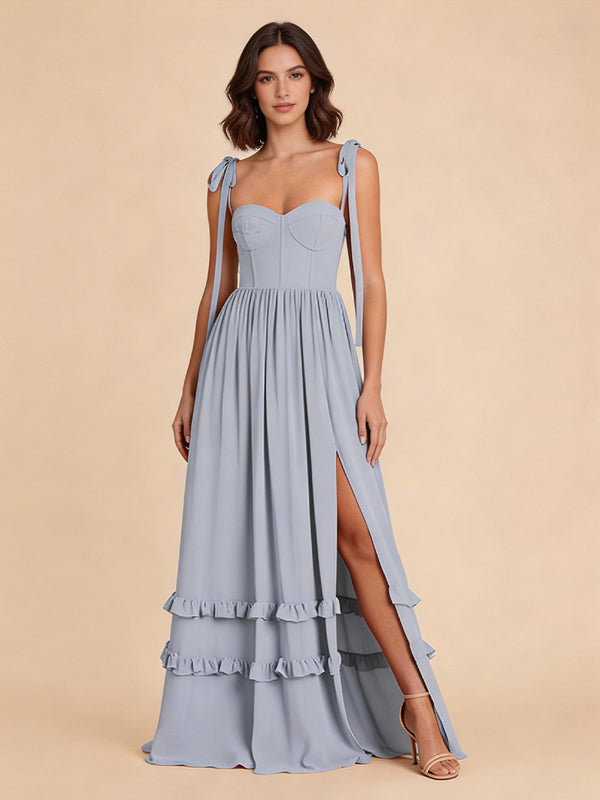 Jersey A-Line Sweetheart Long Bridesmaid Dresses with Side Slit