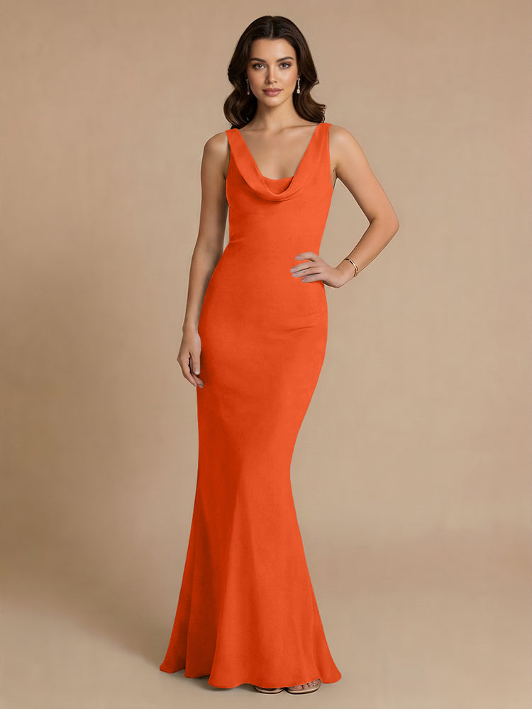 Jersey Mermaid V Neck Long Bridesmaid Dresses with Pleats