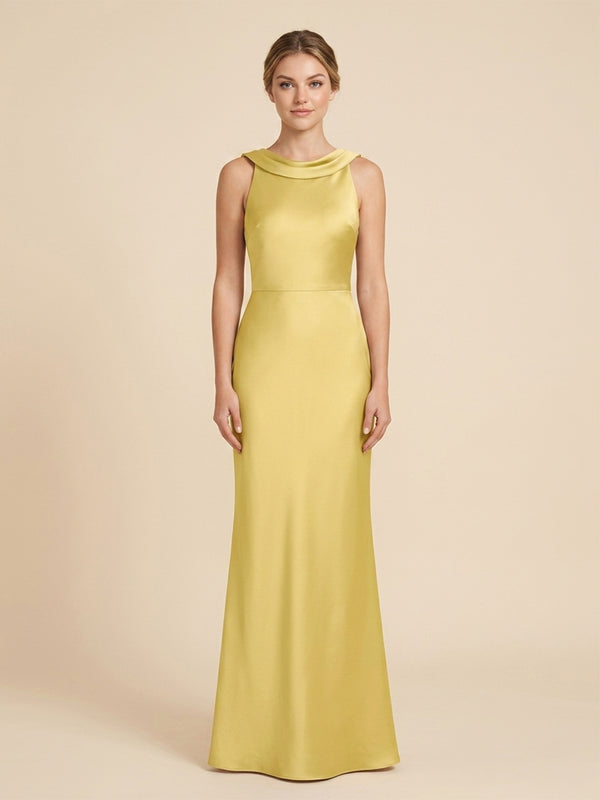 Mermaid Cowl Neck Floor Length Simple Evening Dresses