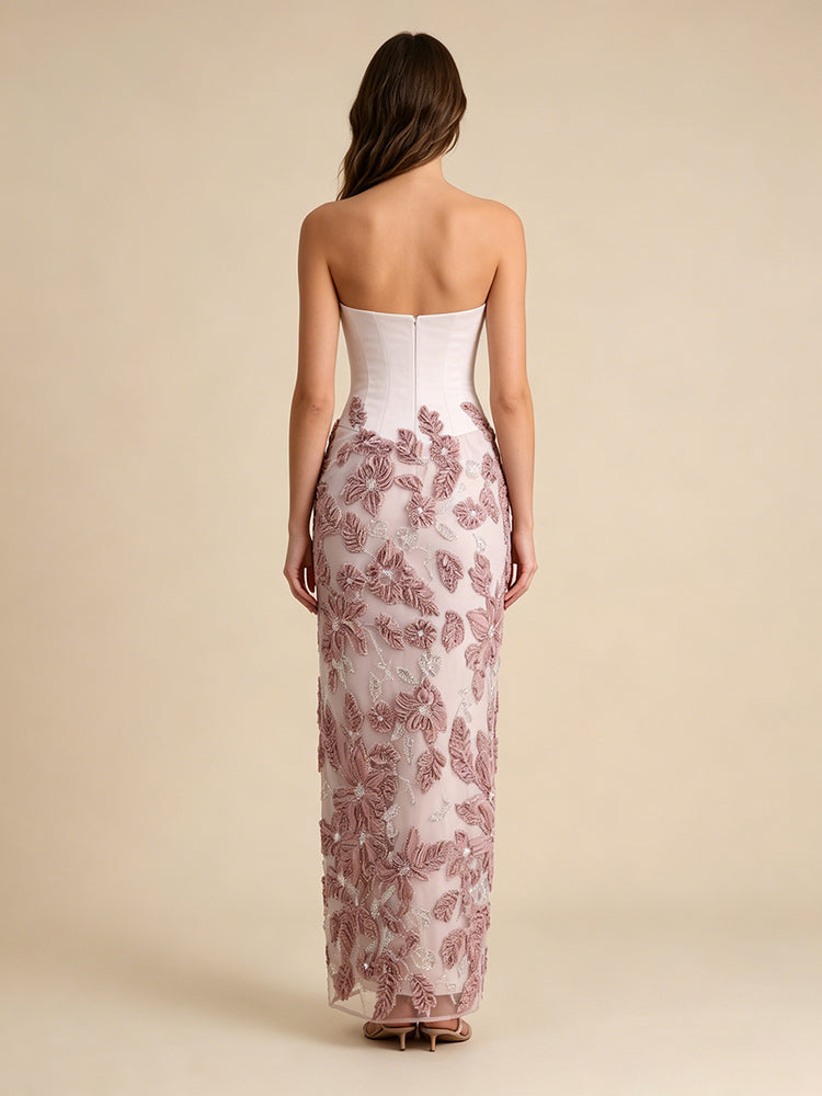 Satin Sheath Sweetheart Long Evening Dresses with Embroidery