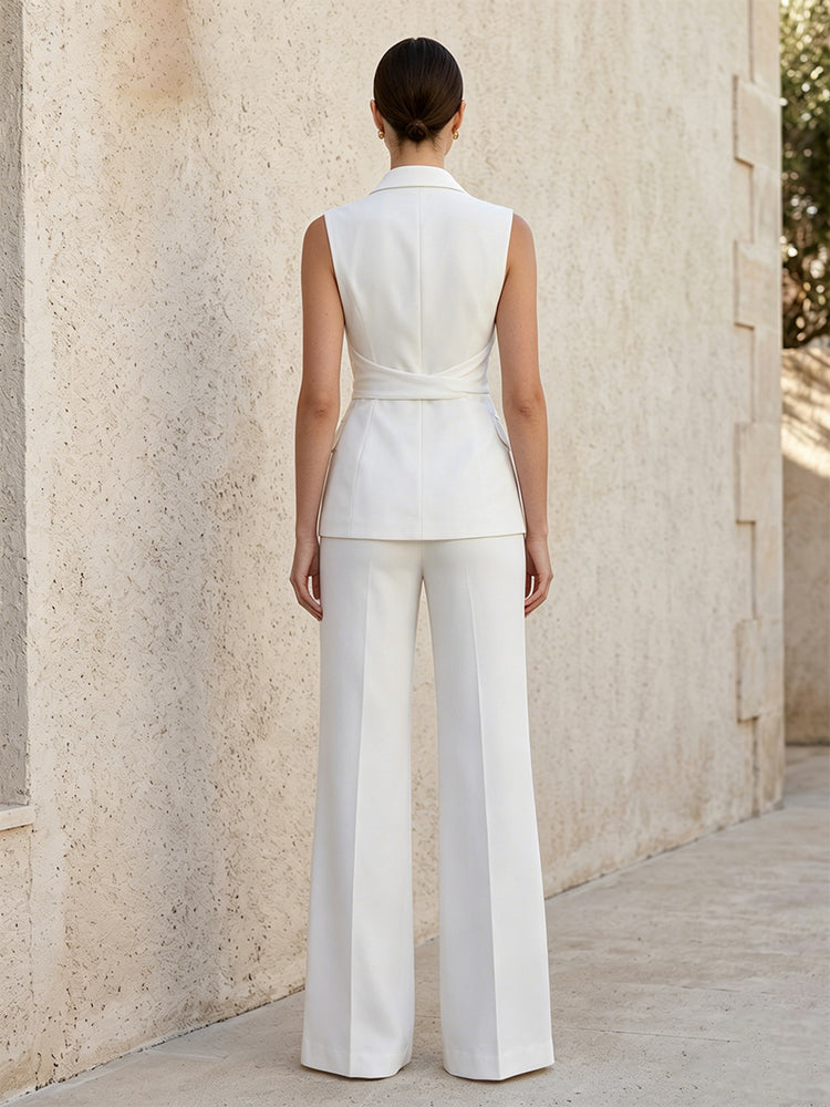 Satin Pantsuit V Neck Long Evening Dresses with Pocket