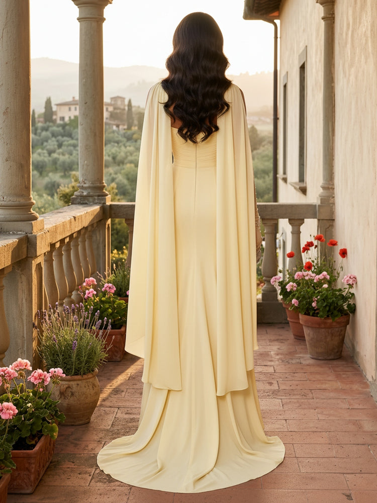 Chiffon Mermaid Sweetheart Long Evening Dresses with 3D Flowers