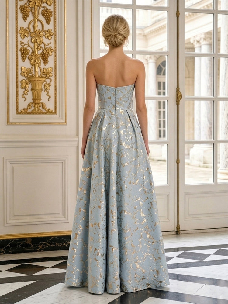 Jacquard A-Line Sweetheart Long Evening Dresses with Bow