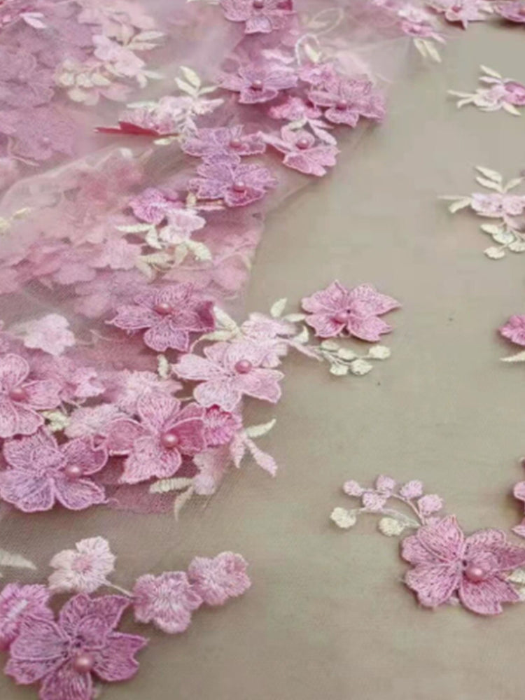 Tulle A-Line V Neck Long Evening Dresses with 3D Flowers