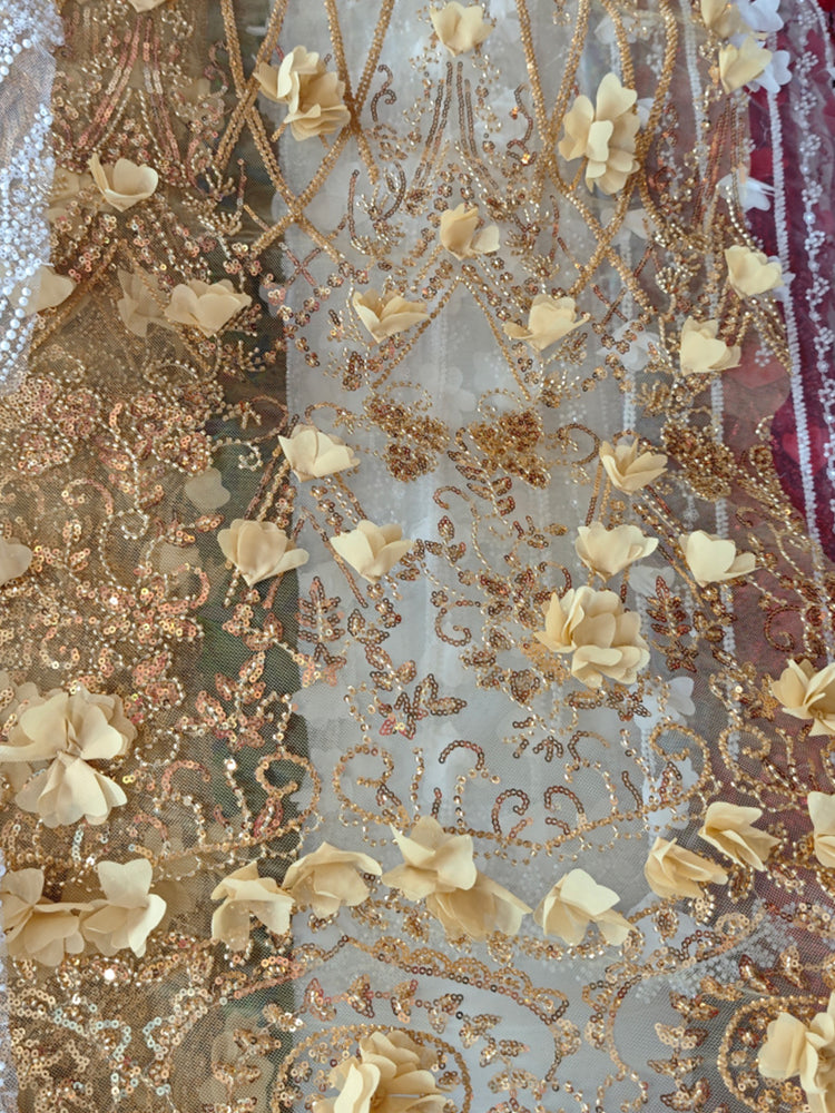 Satin A-Line Sweetheart Long Evening Dresses with 3D Flowers