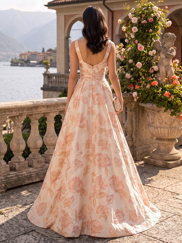 Jacquard A-Line Sweetheart Long Evening Dresses with Pleats