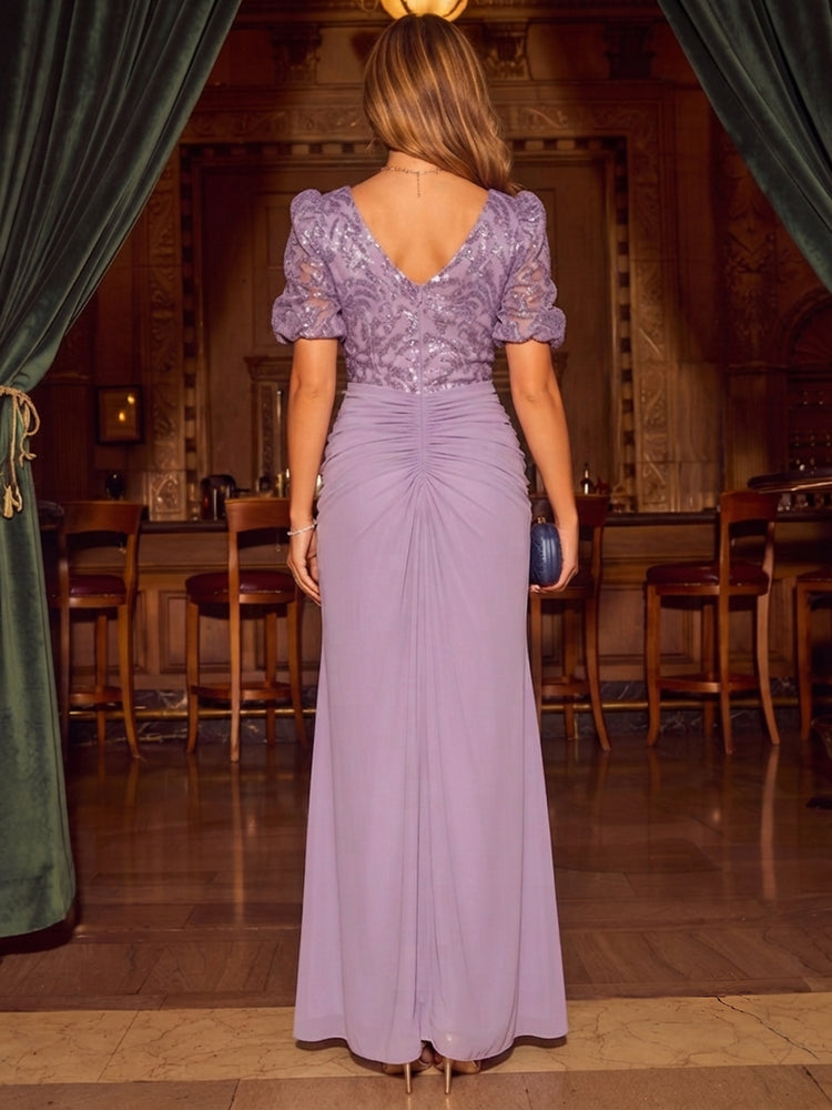Chiffon Mermaid Boat Neck  Long Evening Dresses with 3D Flowers