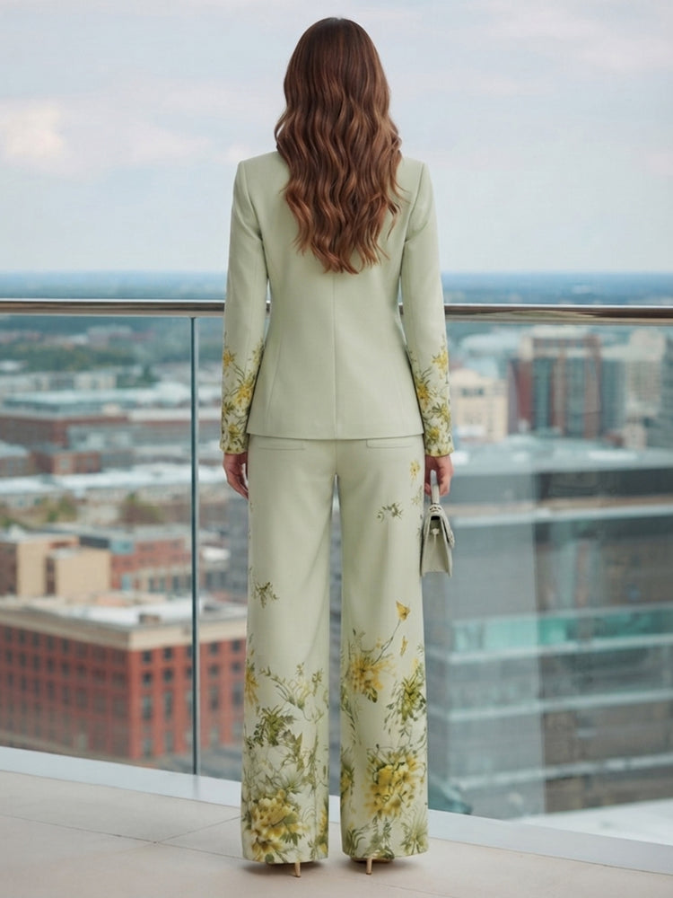 Jacquard Pantsuit V Neck Long Evening Dresses with Pocket