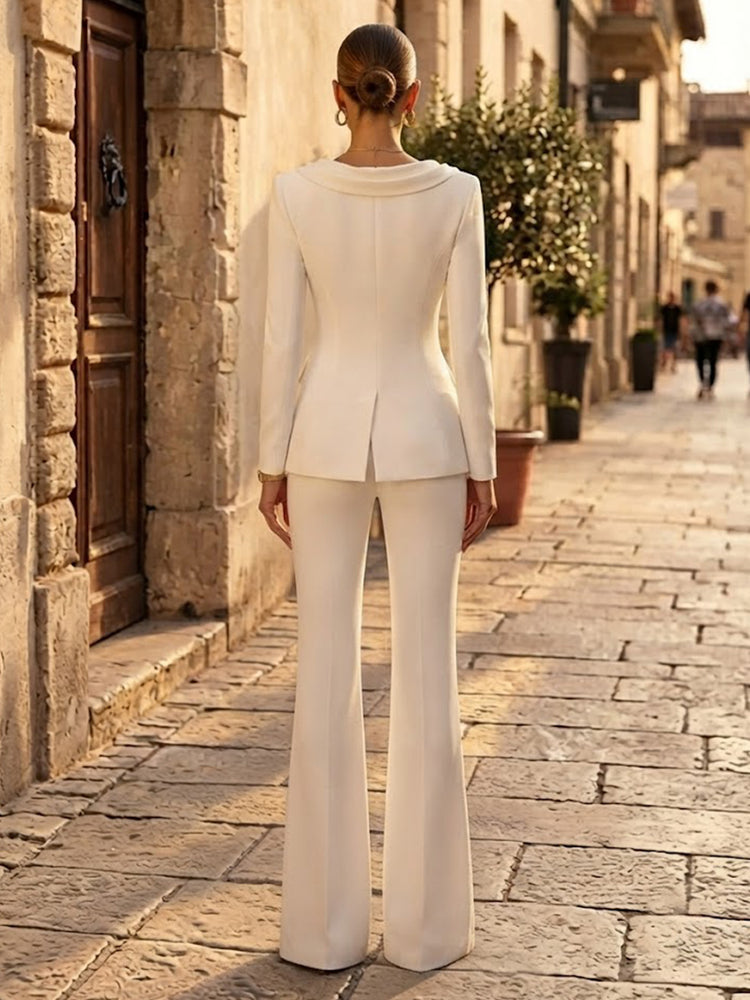 Satin Pantsuit Cowl Neck Long Evening Dresses with Pleated