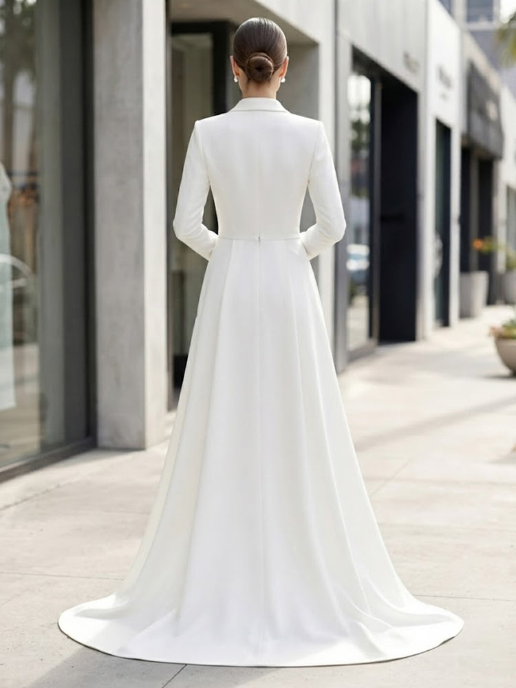 Satin Pantsuit V Neck Long Evening Dresses with Sash