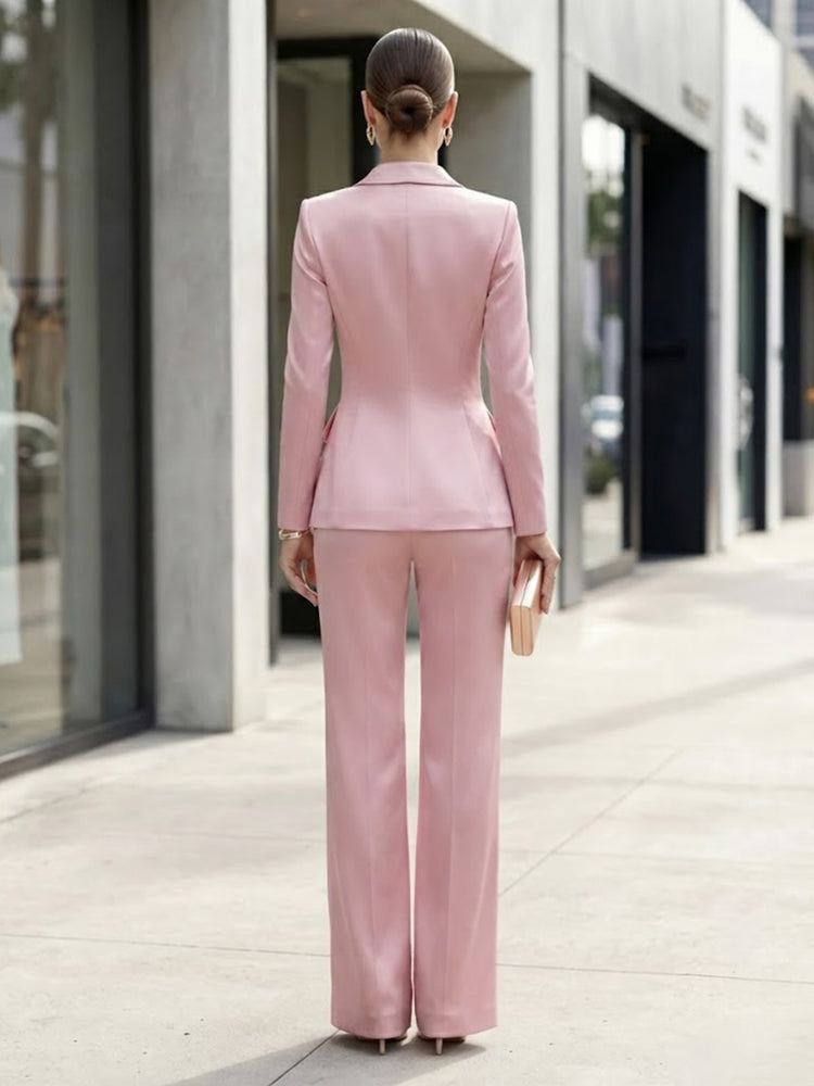 Satin Pantsuit V Neck Long Evening Dresses with Sash