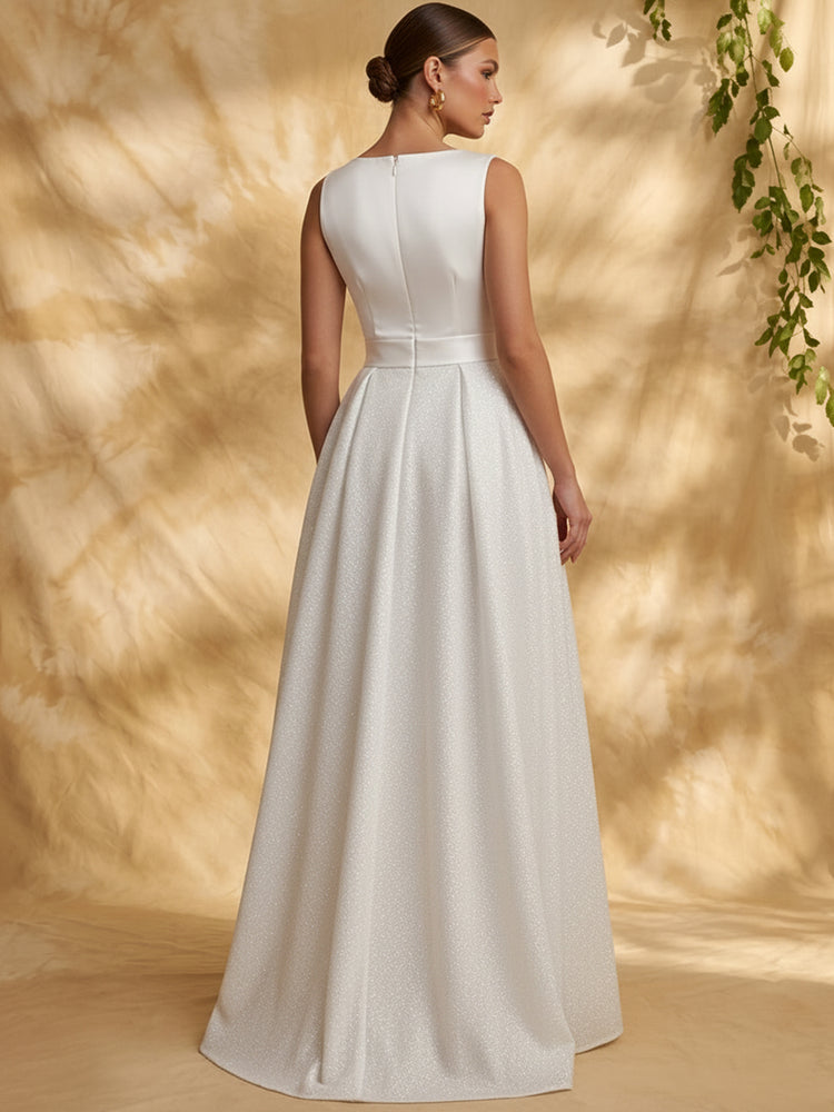 Satin Jumpsuit V Neck Long Evening Dresses with Sequin