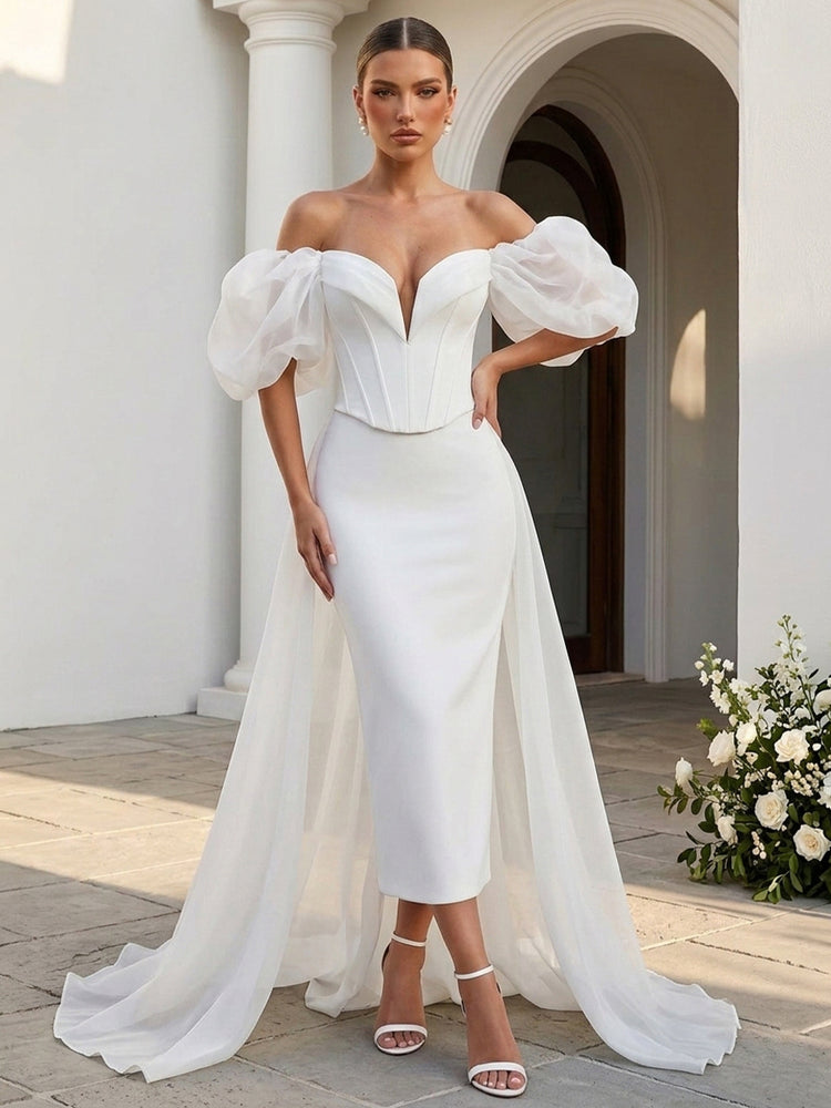 Satin Mermaid Off the Shoulder Long Evening Dresses with Pleated