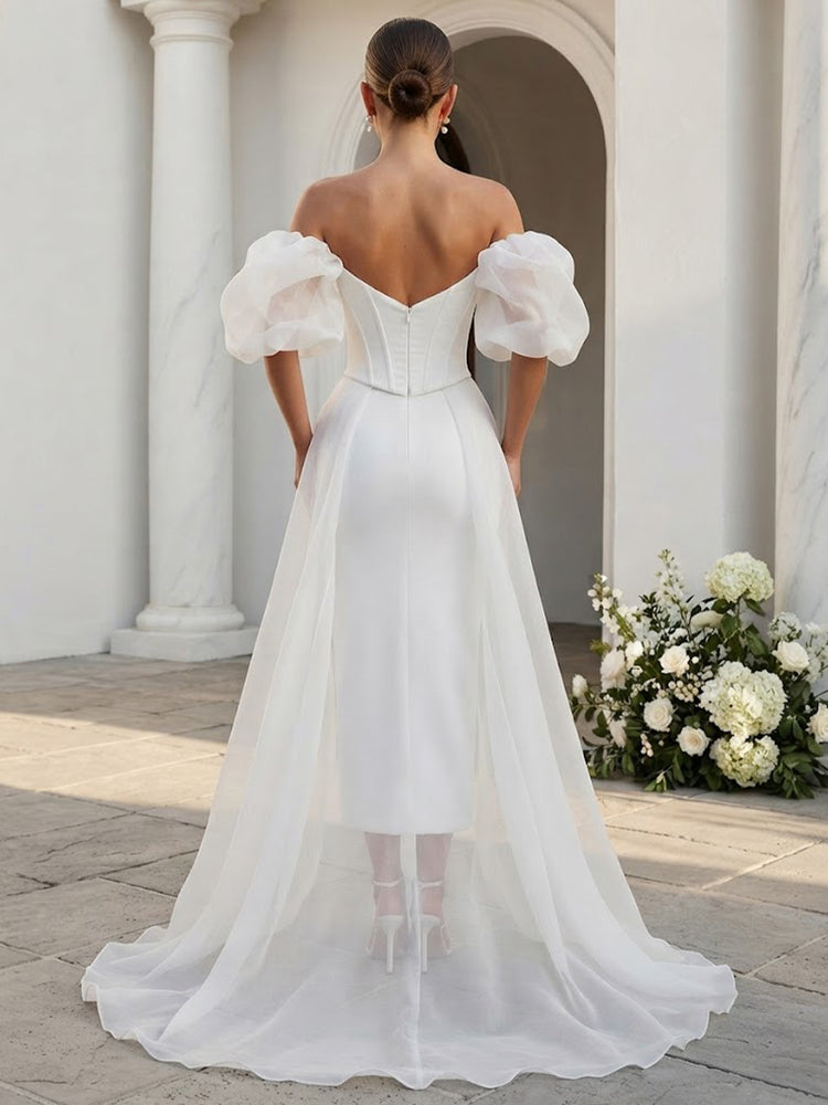 Satin Mermaid Off the Shoulder Long Evening Dresses with Pleated