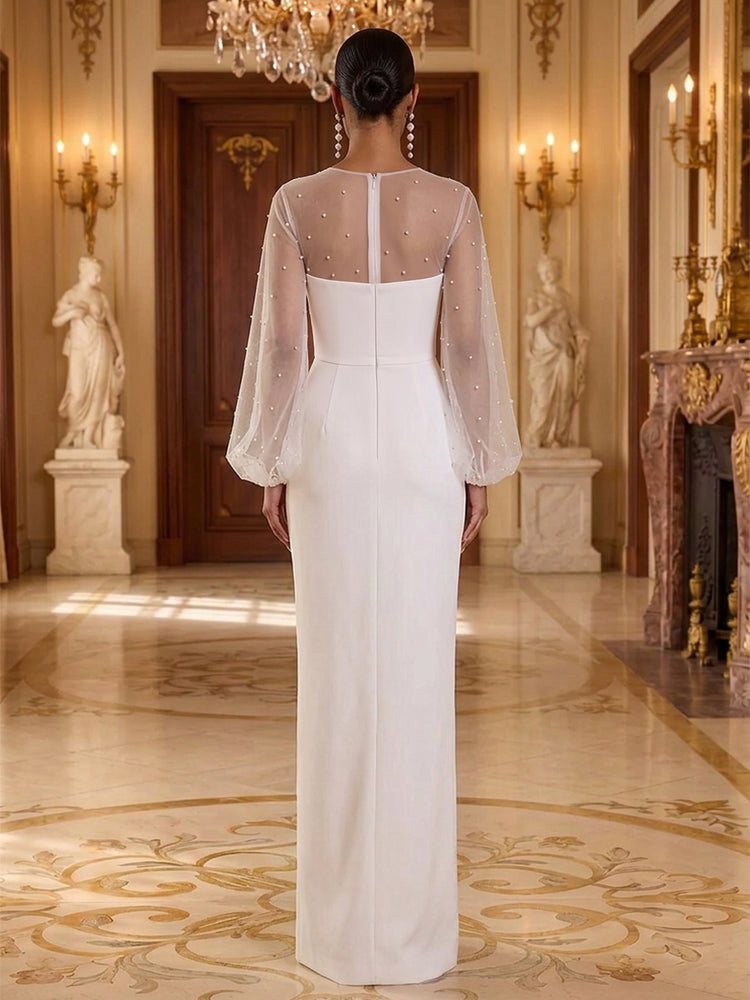 Satin Sheath Round Neck Long Evening Dresses with Evening Dresses
