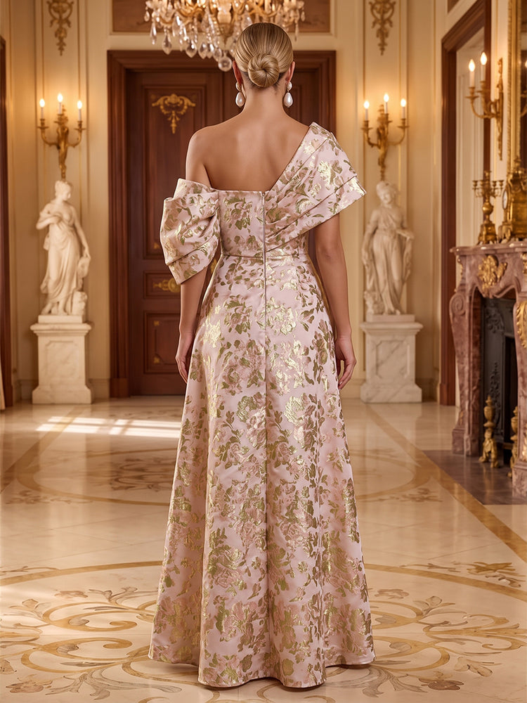 Jacquard A-Line Off the Shoulder Long Evening Dresses with Evening Dresses
