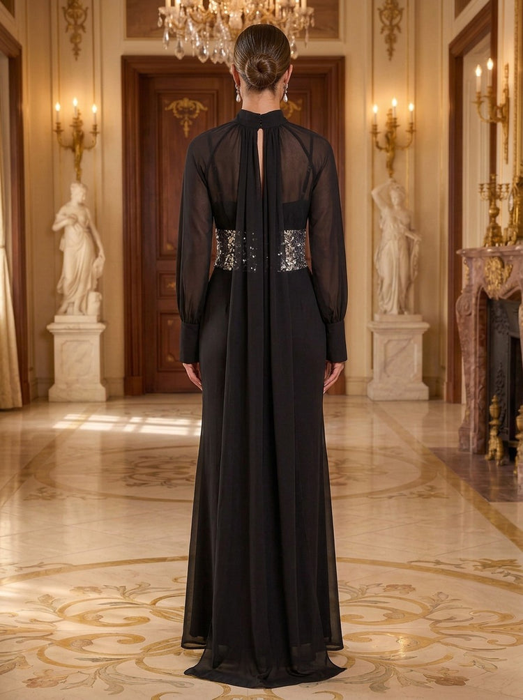 Satin Mermaid High Neck Long Evening Dresses with Evening Dresses