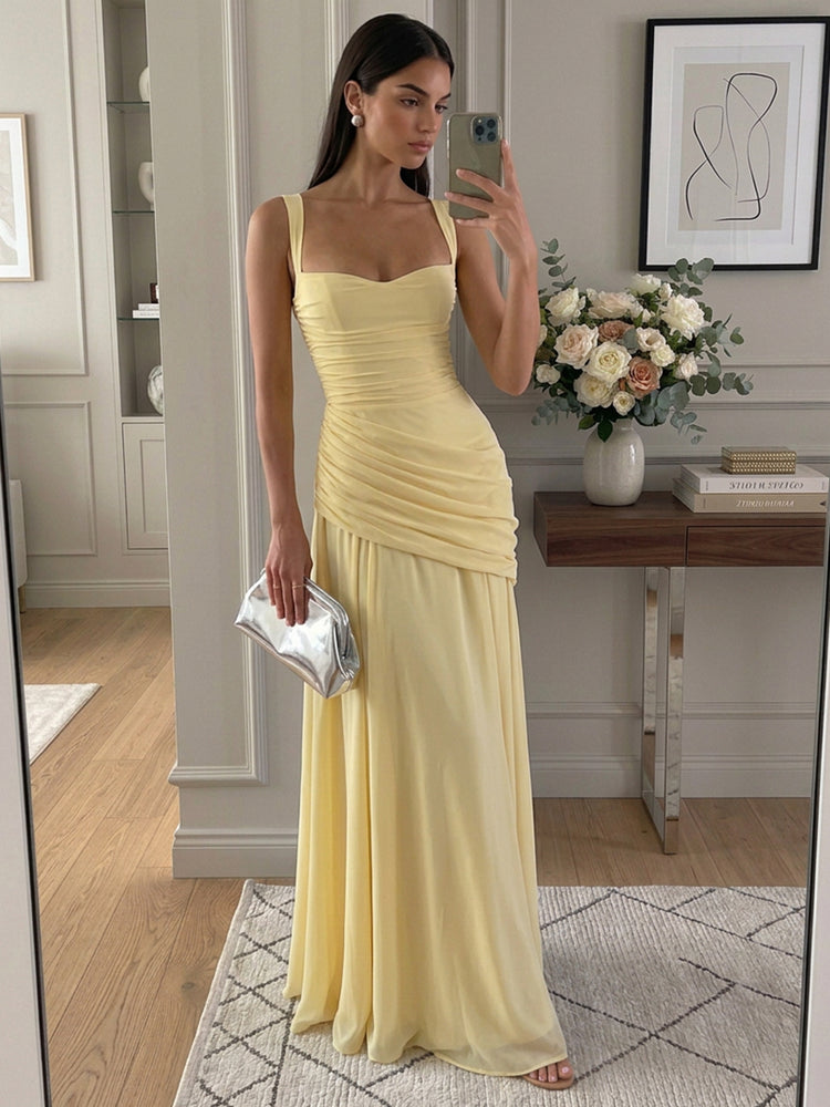 Chiffon A-Line Sweetheart Long Evening Dresses with Ruched Bodice