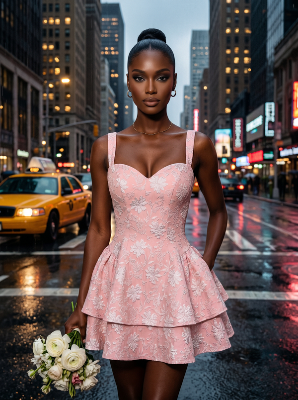 Jacquard A-Line Sweetheart Mini Homecoming Dresses with Tiered Ruffles
