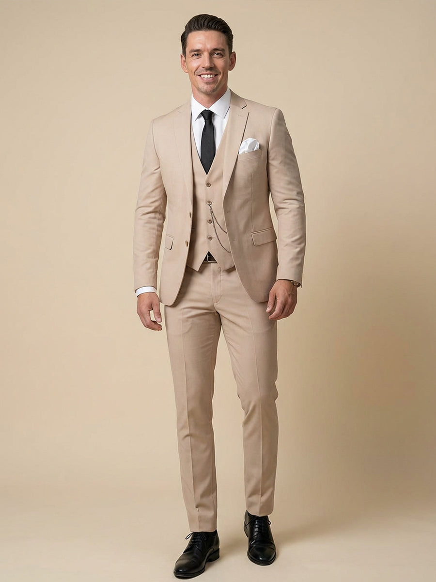 Men's Slim Fit Notch Lapel 3 Pieces Wedding Formal Suit