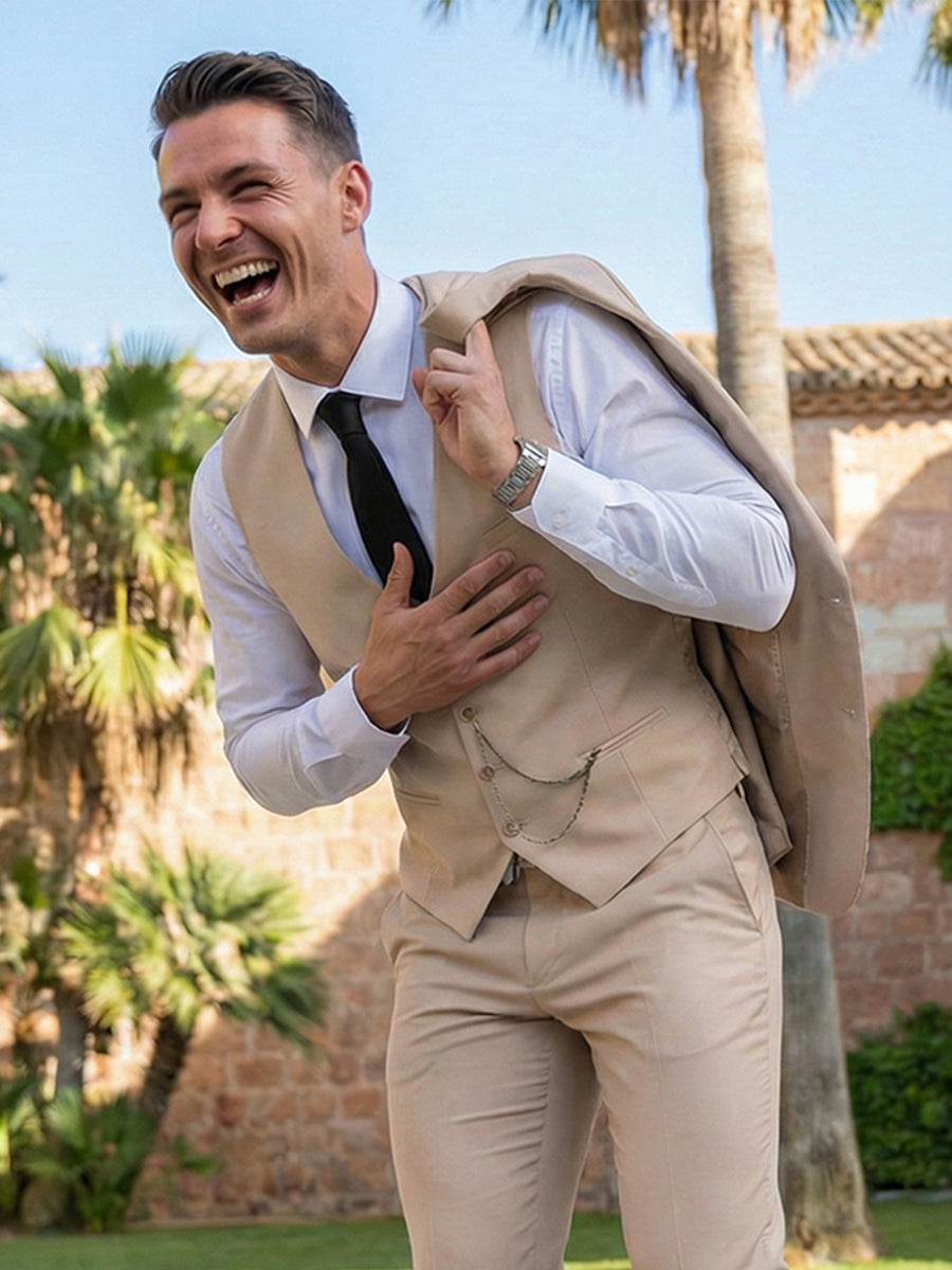 Men's Slim Fit Notch Lapel 3 Pieces Wedding Formal Suit