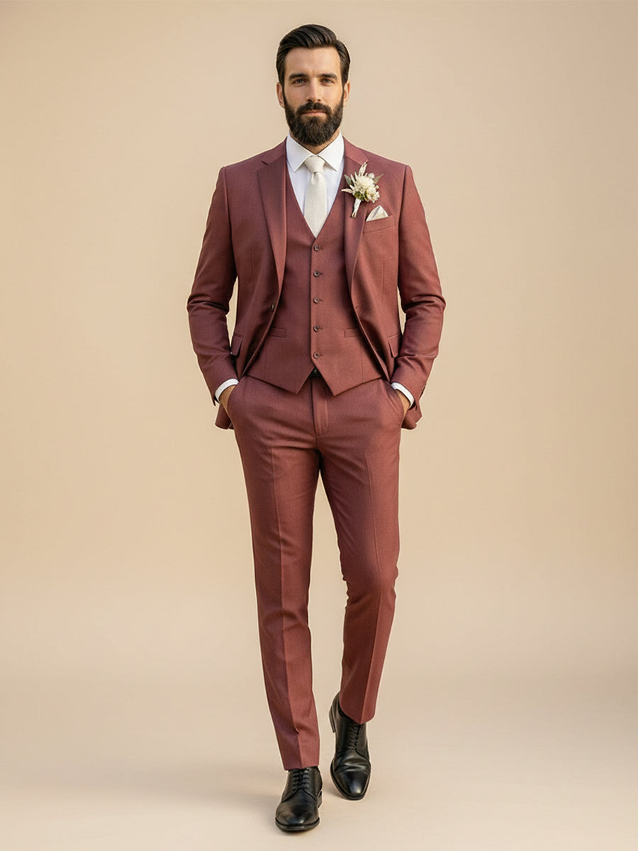 Men's 3 Pieces Single Breasted Two Buttons Wedding Suit