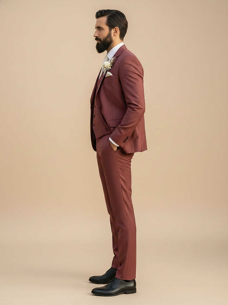 Men's 3 Pieces Single Breasted Two Buttons Wedding Suit