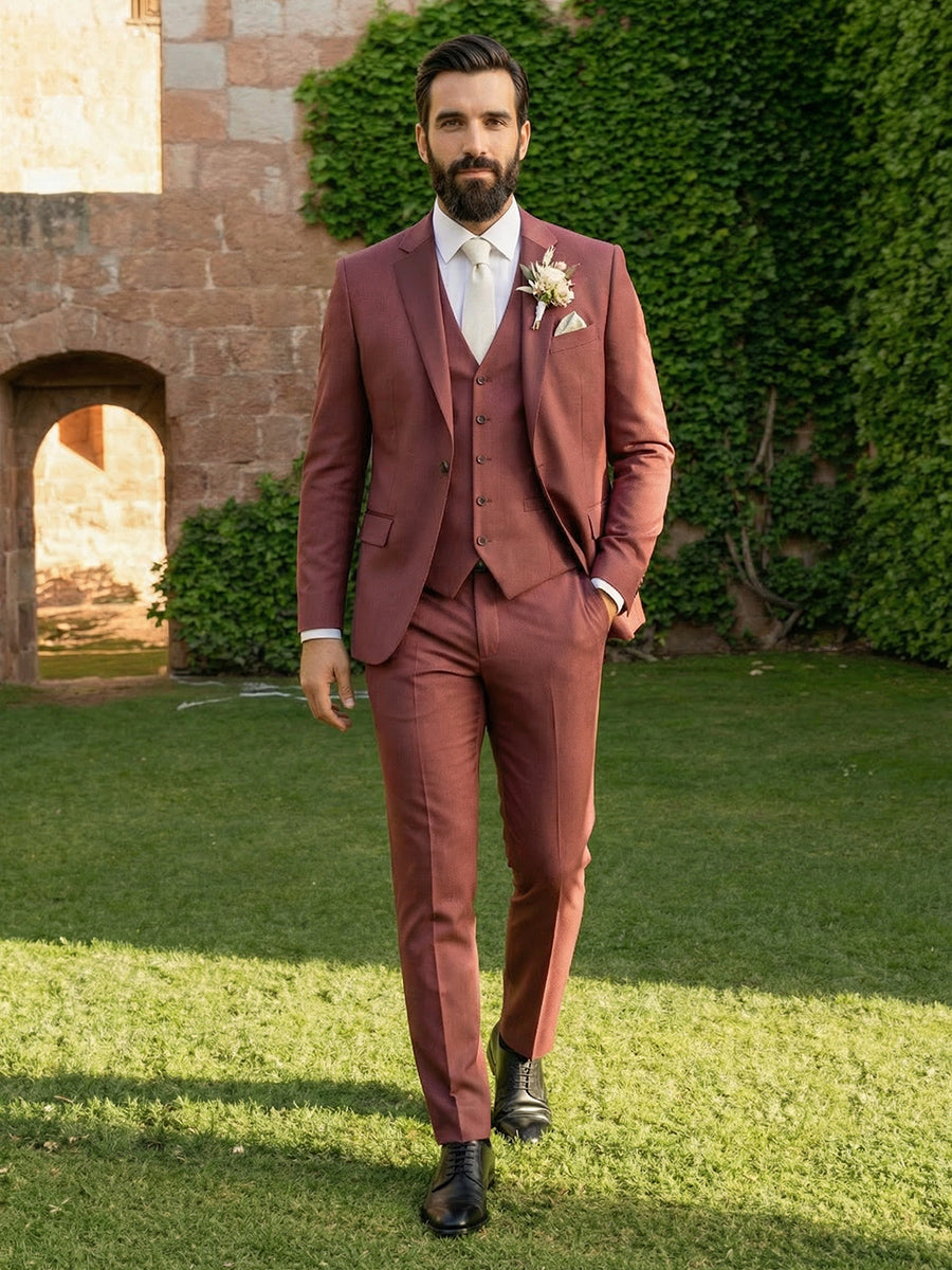 Men's 3 Pieces Single Breasted Two Buttons Wedding Suit