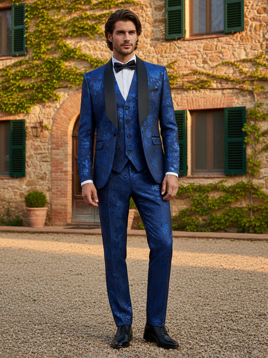 Men's Jacquard 2 Pieces Single Breasted One Button Wedding Suit