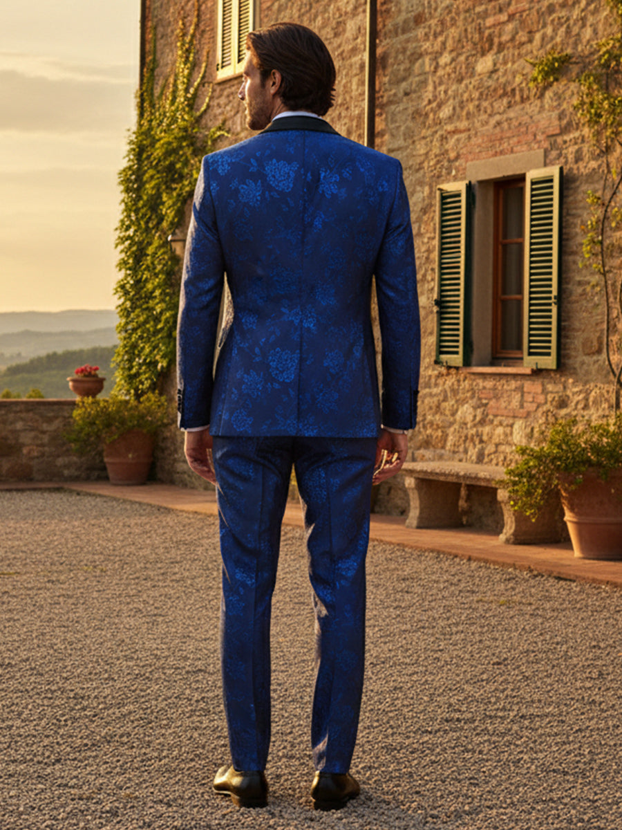 Men's Jacquard 2 Pieces Single Breasted One Button Wedding Suit