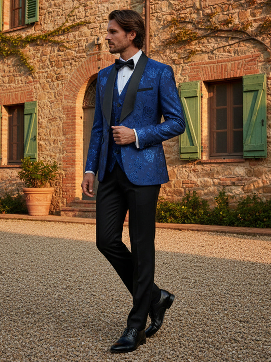 Men's Jacquard 2 Pieces Single Breasted One Button Wedding Suit