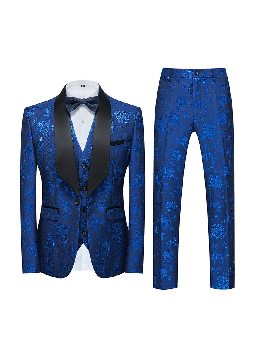 Men's Jacquard 2 Pieces Single Breasted One Button Wedding Suit