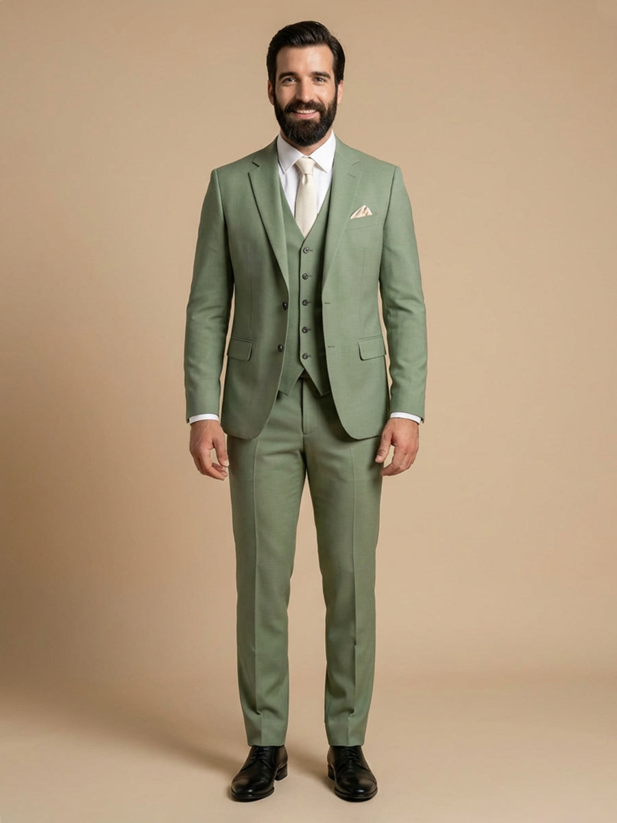 Men's 3 Pieces Single Breasted Two Buttons Cotton Wedding Suit