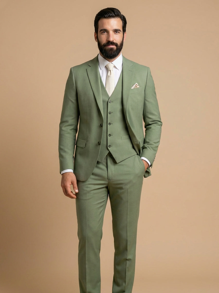 Men's 3 Pieces Single Breasted Two Buttons Cotton Wedding Suit