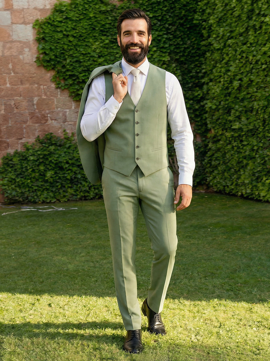 Men's 3 Pieces Single Breasted Two Buttons Cotton Wedding Suit