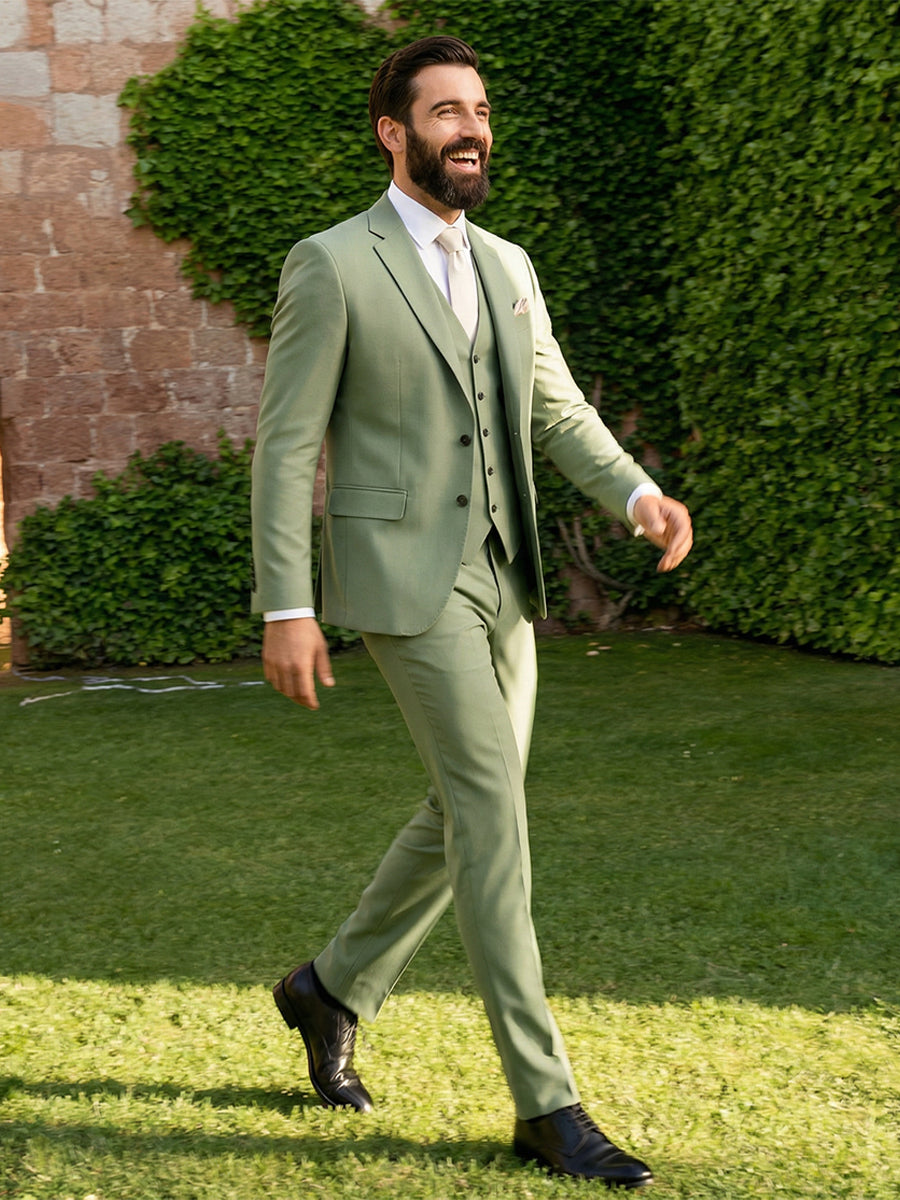 Men's 3 Pieces Single Breasted Two Buttons Cotton Wedding Suit