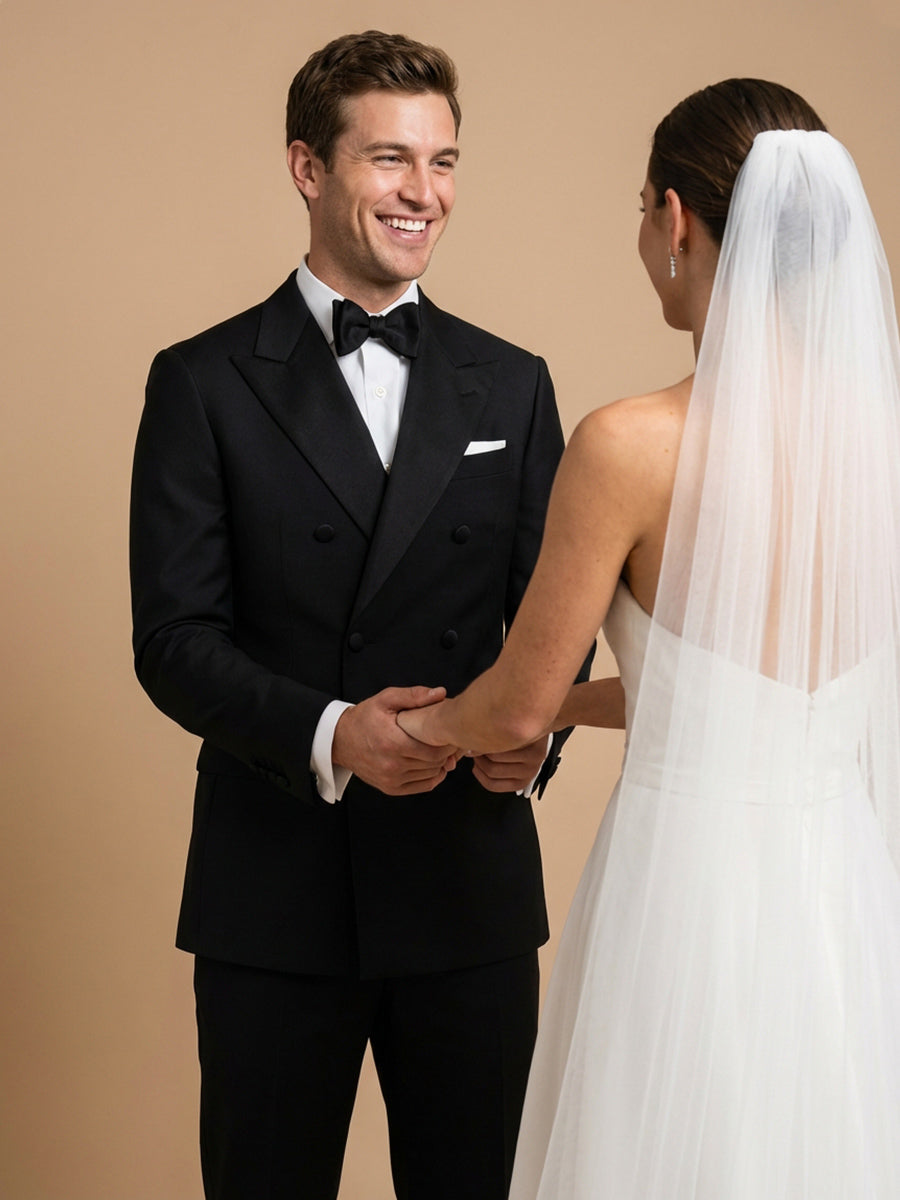 Men's 2 Pieces Double-Breasted Peak Lapel Classic Wedding Suit