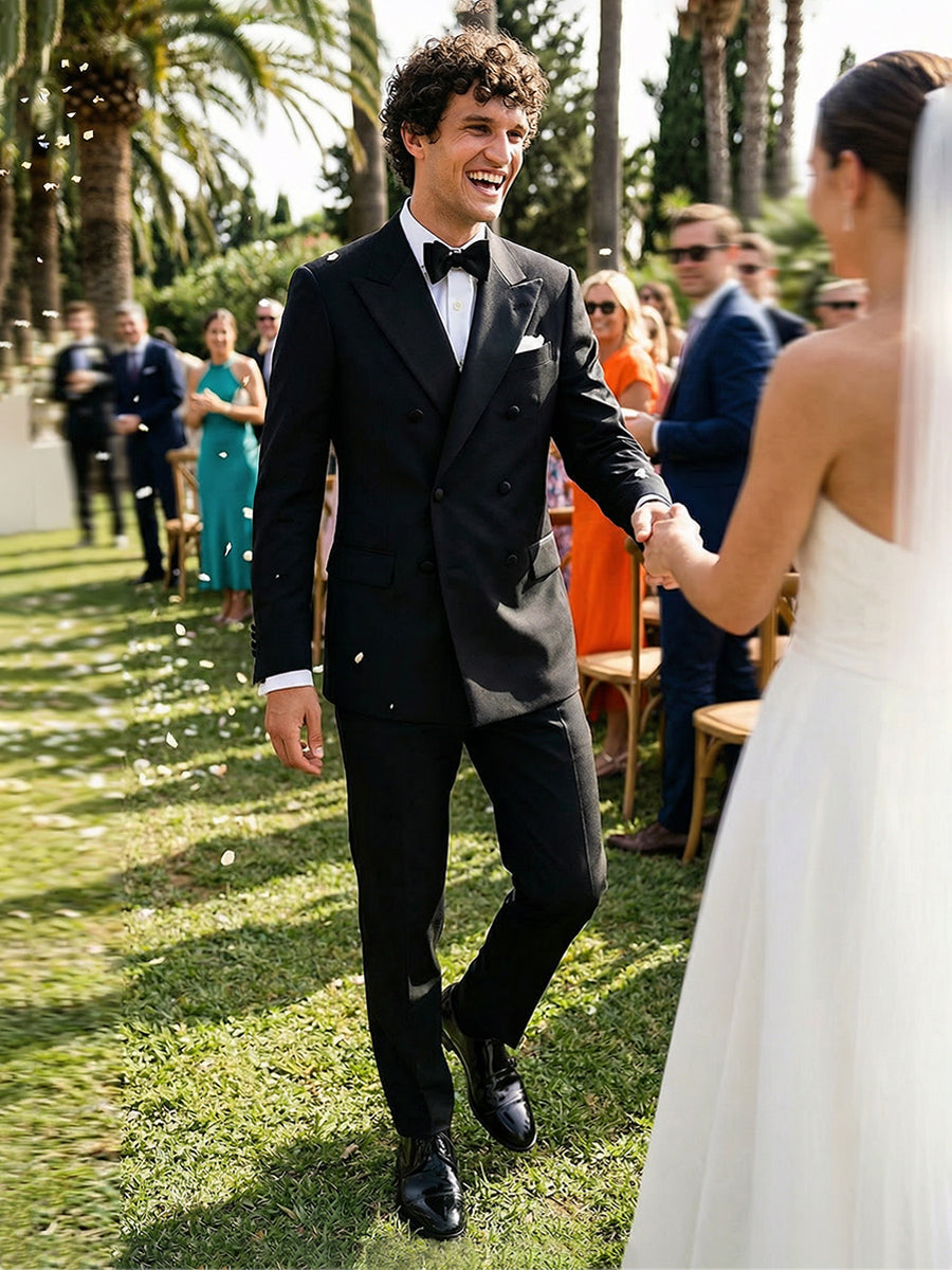 Men's 2 Pieces Double-Breasted Peak Lapel Classic Wedding Suit